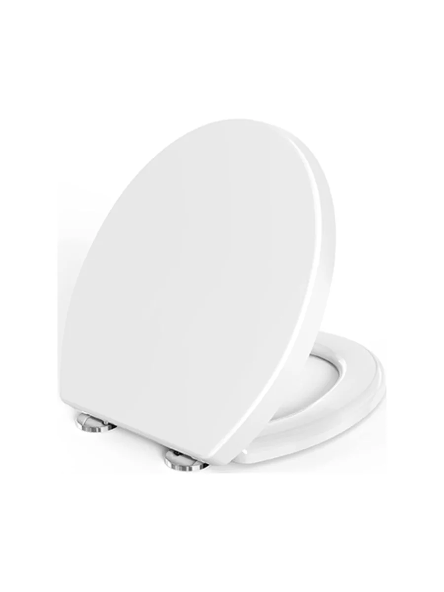 Tapa asiento sanitario blanco con cierre suave y bisagras cromadas — Pacific Group