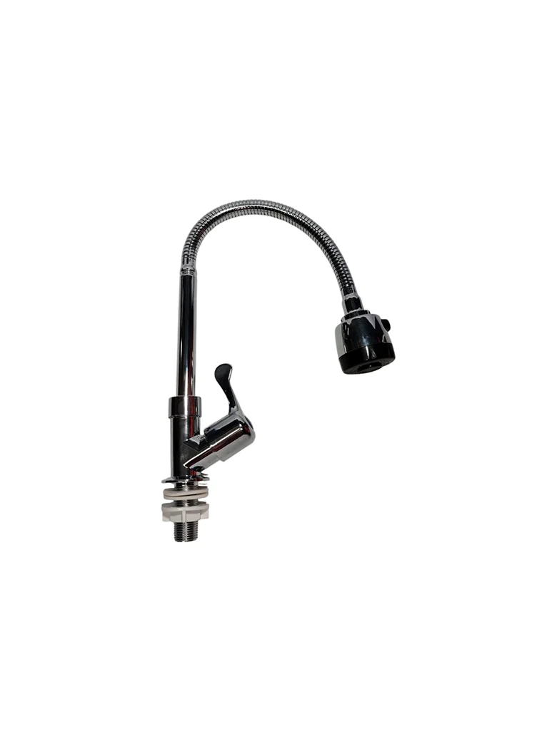Llave lavaplatos PAC 5229 filipina de mesón con manija y cuello flexible — Pacific Group