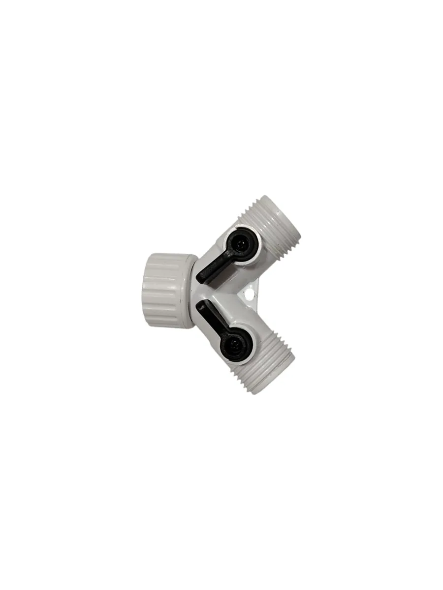 Conector en Y doble plástico con llaves de paso para manguera — Pacific Group