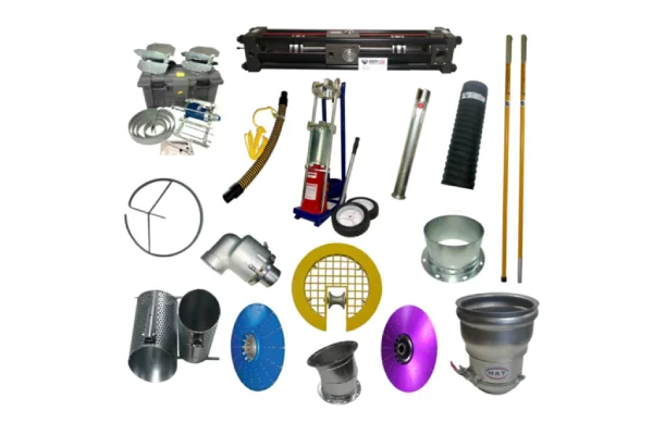 Equipos y accesorios especializados para mantenimiento, rehabilitación e inspección de tuberías y redes de alcantarillado subterráneo.
